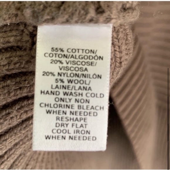 LOFT Wool Blend Ribbed Mock Neck Brown Sweater - Picture 4 of 8